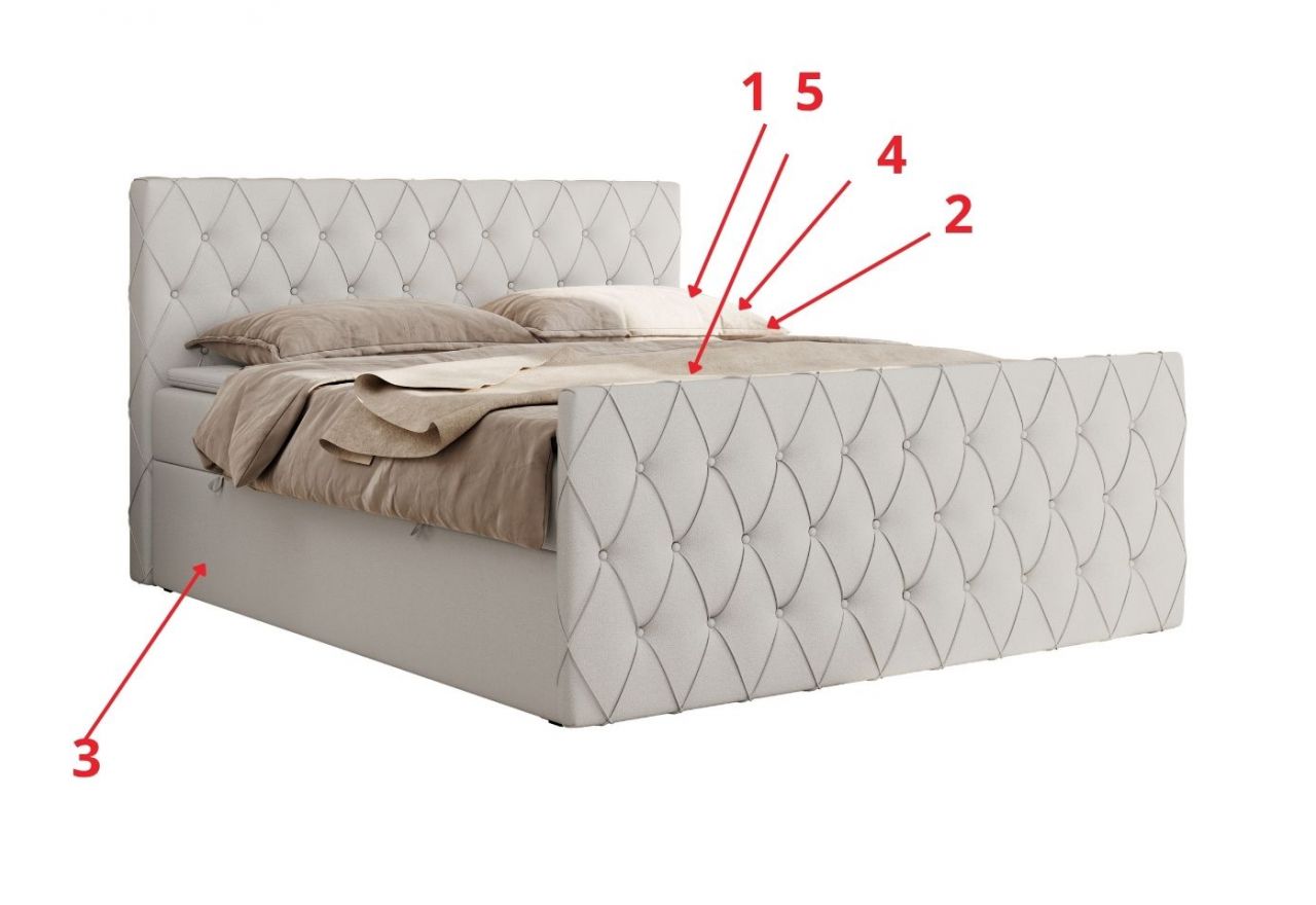 Łóżko kontynentalne MIREN DUO 200x200 - Soft 17 - biała ekoskóra - OUTLETU