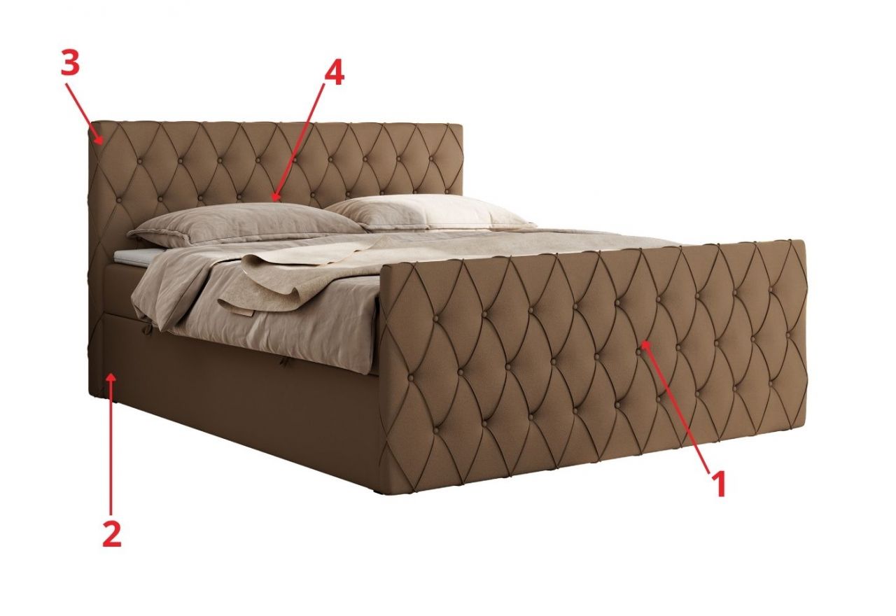 Łóżko kontynentalne MIREN DUO 200x200 - Soft 34 - brązowa ekoskóra - OUTLETU