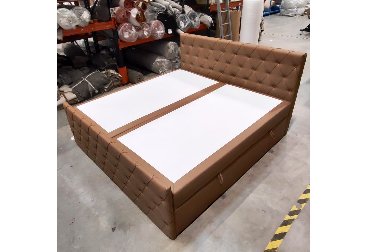 Łóżko kontynentalne MIREN DUO 200x200 - Soft 34 - brązowa ekoskóra - OUTLETU