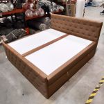 Łóżko kontynentalne MIREN DUO 200x200 - Soft 34 - brązowa ekoskóra - OUTLETU