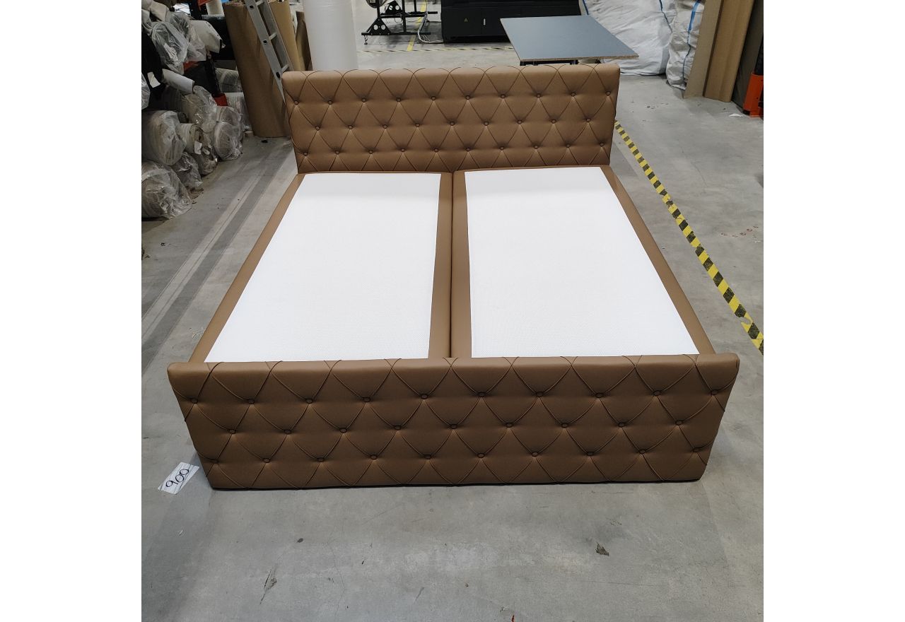 Łóżko kontynentalne MIREN DUO 200x200 - Soft 34 - brązowa ekoskóra - OUTLETU