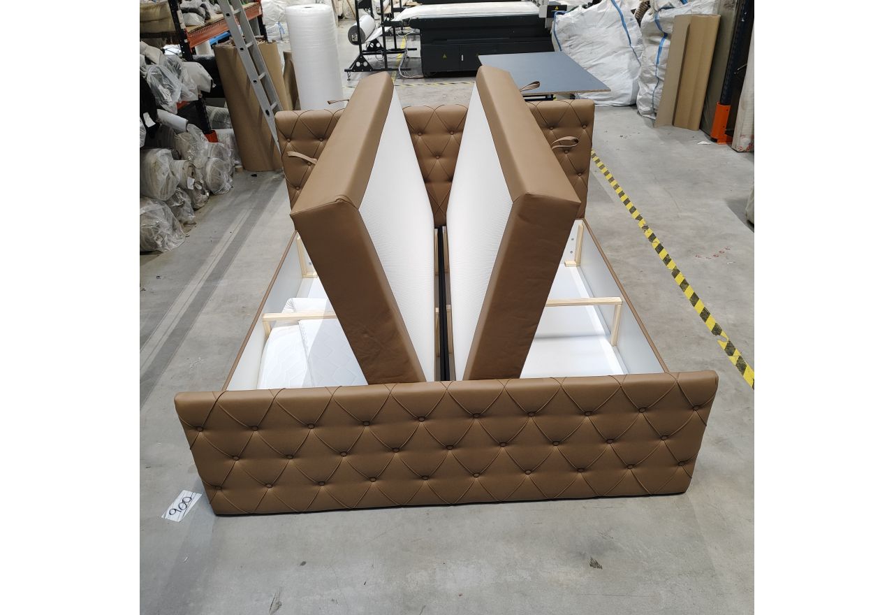 Łóżko kontynentalne MIREN DUO 200x200 - Soft 34 - brązowa ekoskóra - OUTLETU