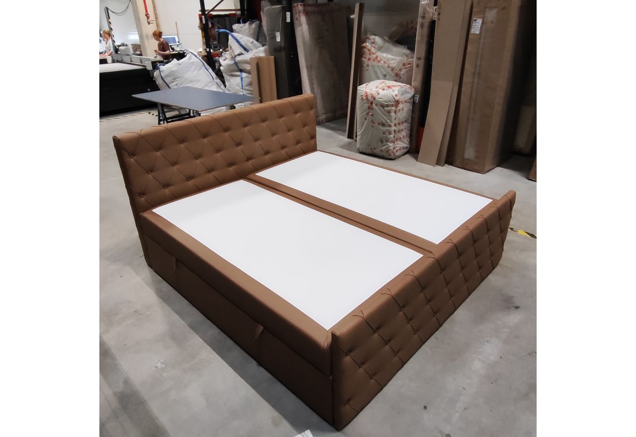 Łóżko kontynentalne MIREN DUO 200x200 - Soft 34 - brązowa ekoskóra - OUTLETU