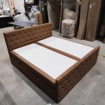 Łóżko kontynentalne MIREN DUO 200x200 - Soft 34 - brązowa ekoskóra - OUTLETU