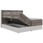 Łóżko kontynentalne TRAVIT KING 140x200 - H4 - jasnobrązowy, sztruks - Topper T25