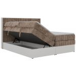 Łóżko kontynentalne TRAVIT KING 140x200 - H3 - brązowy, sztruks - Topper T25