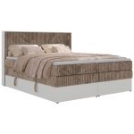 Łóżko kontynentalne TRAVIT KING 180x200 - H3 - brązowy, sztruks - Topper T25