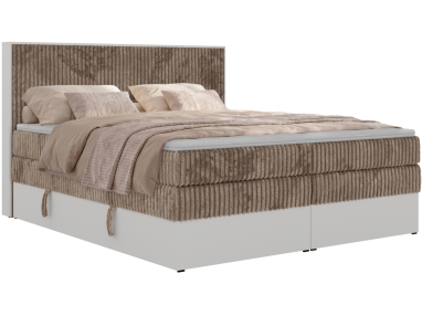 Łóżko kontynentalne TRAVIT KING 180x200 - H4 - brązowy, sztruks - Topper T25