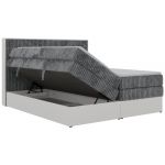 Łóżko kontynentalne TRAVIT KING 140x200 - H4 - ciemnoszary, sztruks - Topper T25