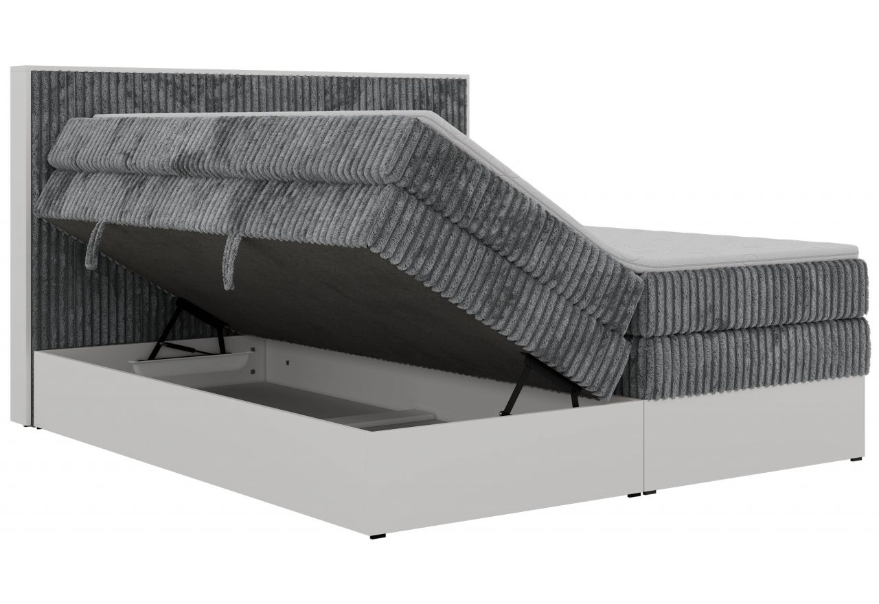 Łóżko kontynentalne TRAVIT KING 180x200 - H4 - ciemnoszary, sztruks - Topper T25