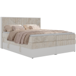 Łóżko kontynentalne TRAVIT KING 160x200 - H4 - beżowy, sztruks - Topper Visco
