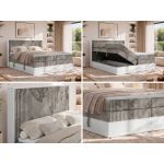 Łóżko kontynentalne TRAVIT KING 180x200 - H3 - jasnobrązowy, sztruks - Topper Visco