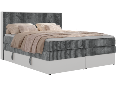 Łóżko kontynentalne TRAVIT KING 180x200 - H3 - ciemnoszary, sztruks - Topper Visco