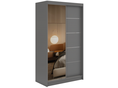 Szafa przesuwna SKORIA 120 cm - szary z lustrem