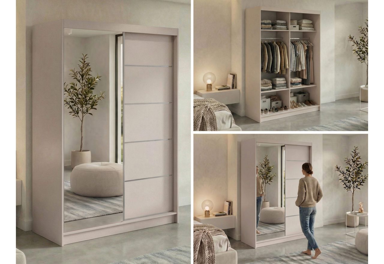 Szafa przesuwna SKORIA 150 cm - kaszmir z lustrem