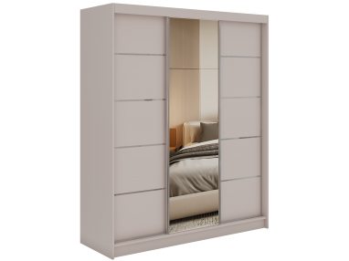 Szafa przesuwna SKORIA 180 cm - kaszmir z lustrem + 2 szuflady