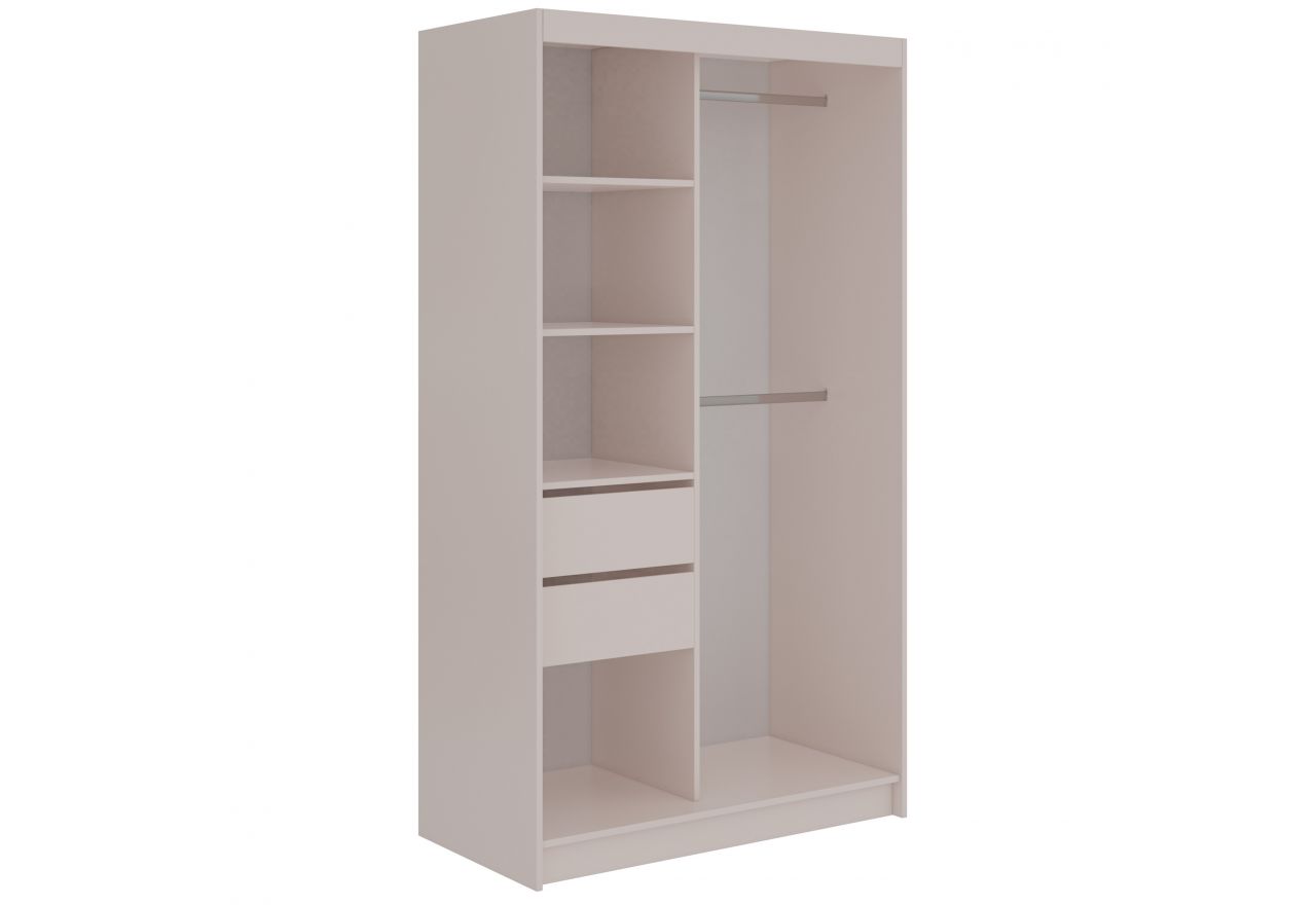 Szafa przesuwna SKORIA 120 cm - kaszmir z lustrem + 2 szuflady