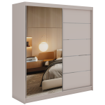 Szafa przesuwna SKORIA 200 cm - kaszmir z lustrem + 4 szuflady