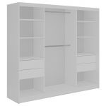 Szafa przesuwna SKORIA 240 cm - biały z lustrem + 4 szuflady
