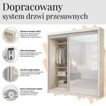 Szafa przesuwna SKORIA 240 cm - biały z lustrem + 4 szuflady