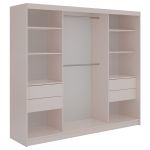 Szafa przesuwna SKORIA 240 cm - kaszmir z lustrem + 4 szuflady