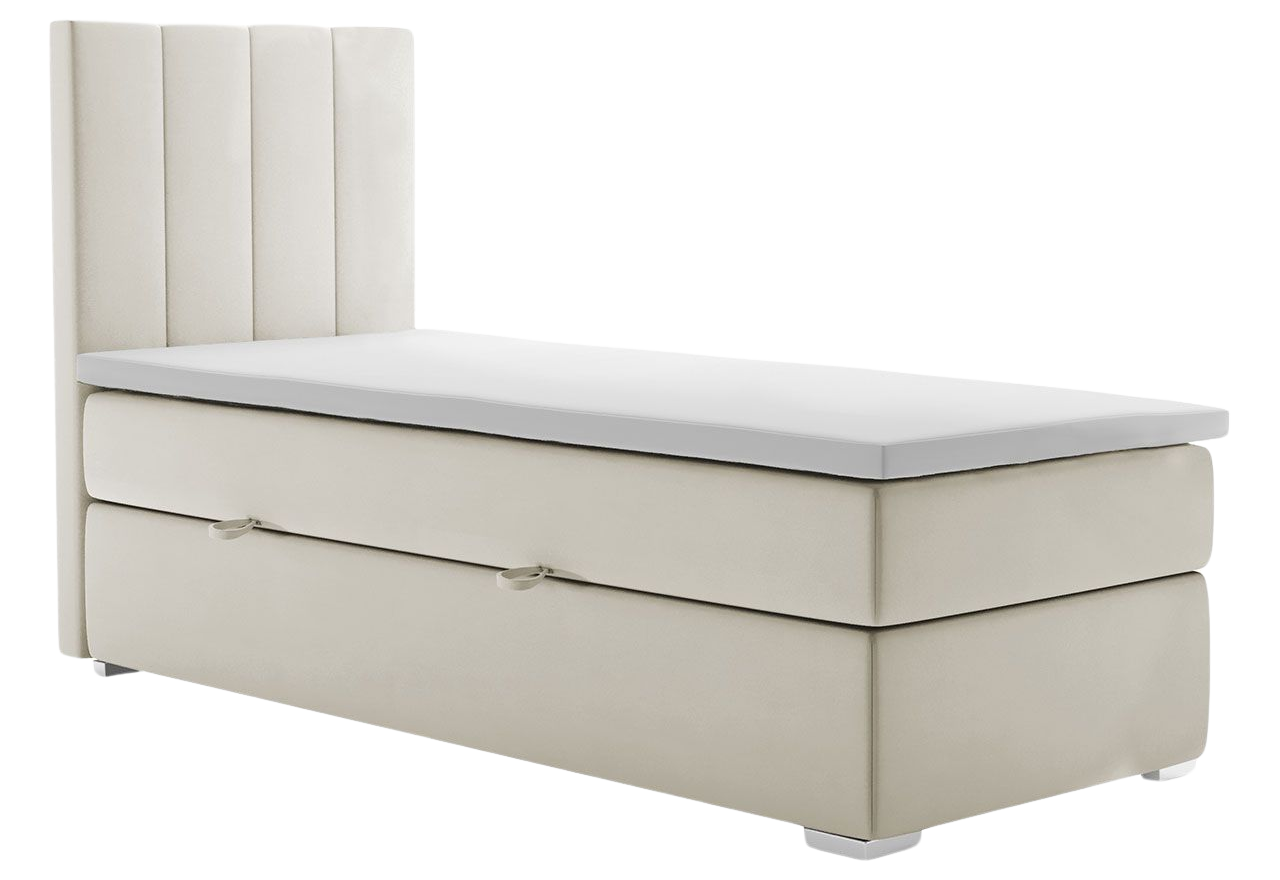 Łóżko kontynentalne z opcją pojemnika na pościel - LOPE 80x200 kremowe