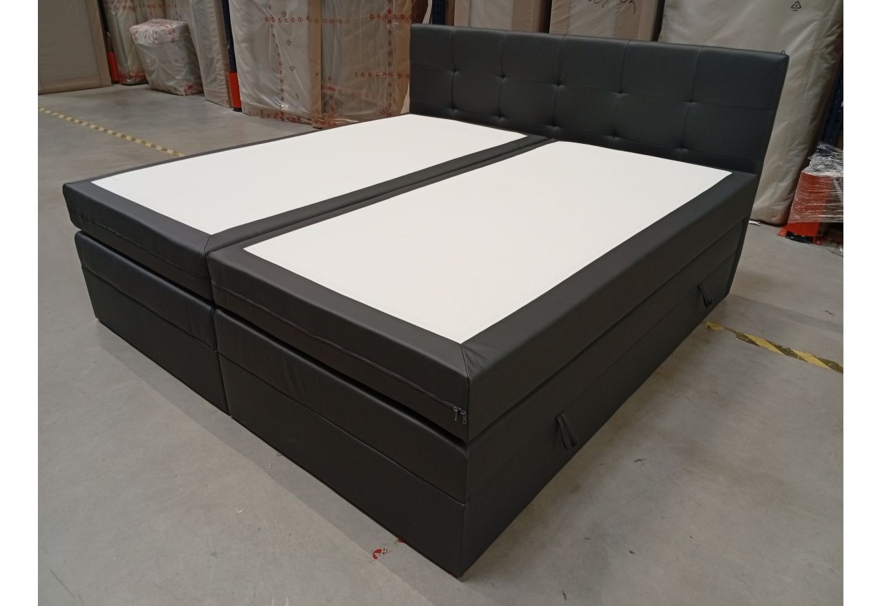 Łóżko kontynentalne LUKA KING 200x200 - Soft 20 - grafitowa ekoskóra - OUTLETU