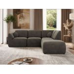 Narożnik NOARA 5M L  - strona prawa - ciemnoszary, welwet