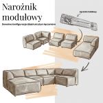Narożnik NOARA 5M L  - strona prawa - ciemnoszary, welwet