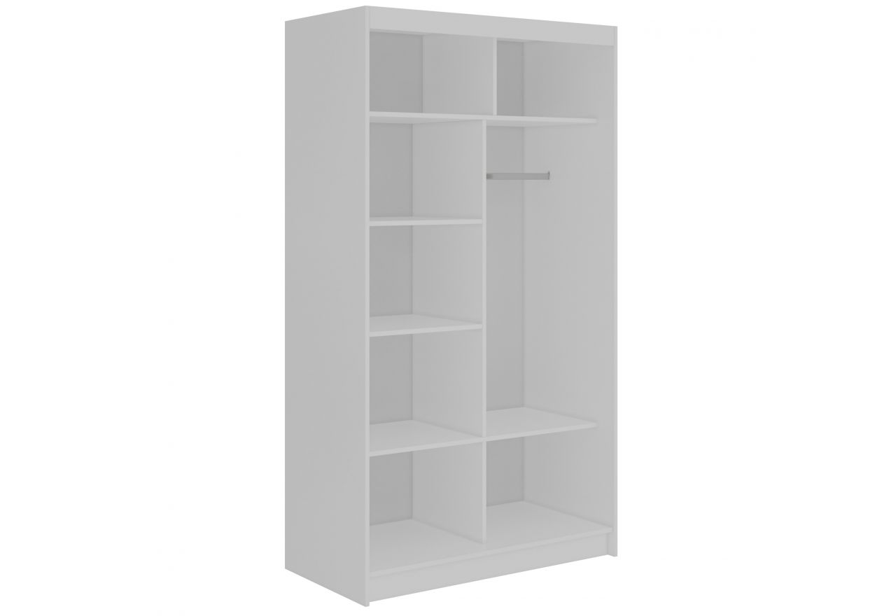 Szafa przesuwna DIANA 120 cm - biały, lamele dąb aristan, lustro