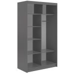 Szafa przesuwna DIANA 120 cm - szary, lamele białe, lustro