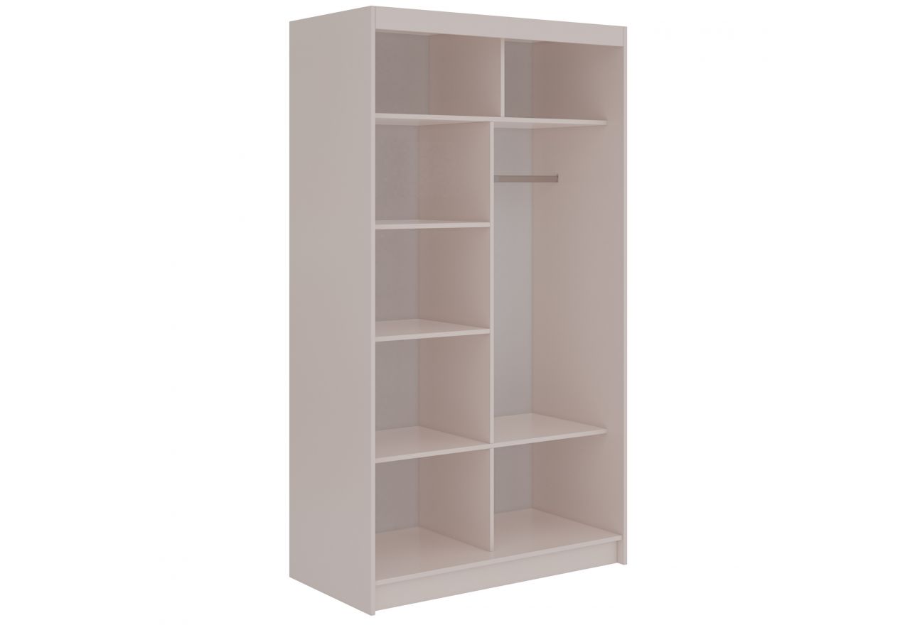 Szafa przesuwna DIANA 120 cm - kaszmir, lamele czarne, lustro
