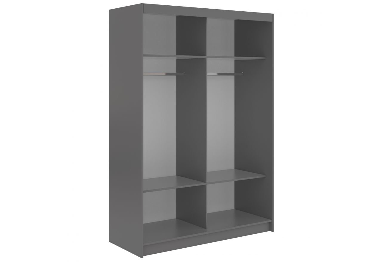 Szafa przesuwna DIANA 150 cm - szary, lamele białe, lustro