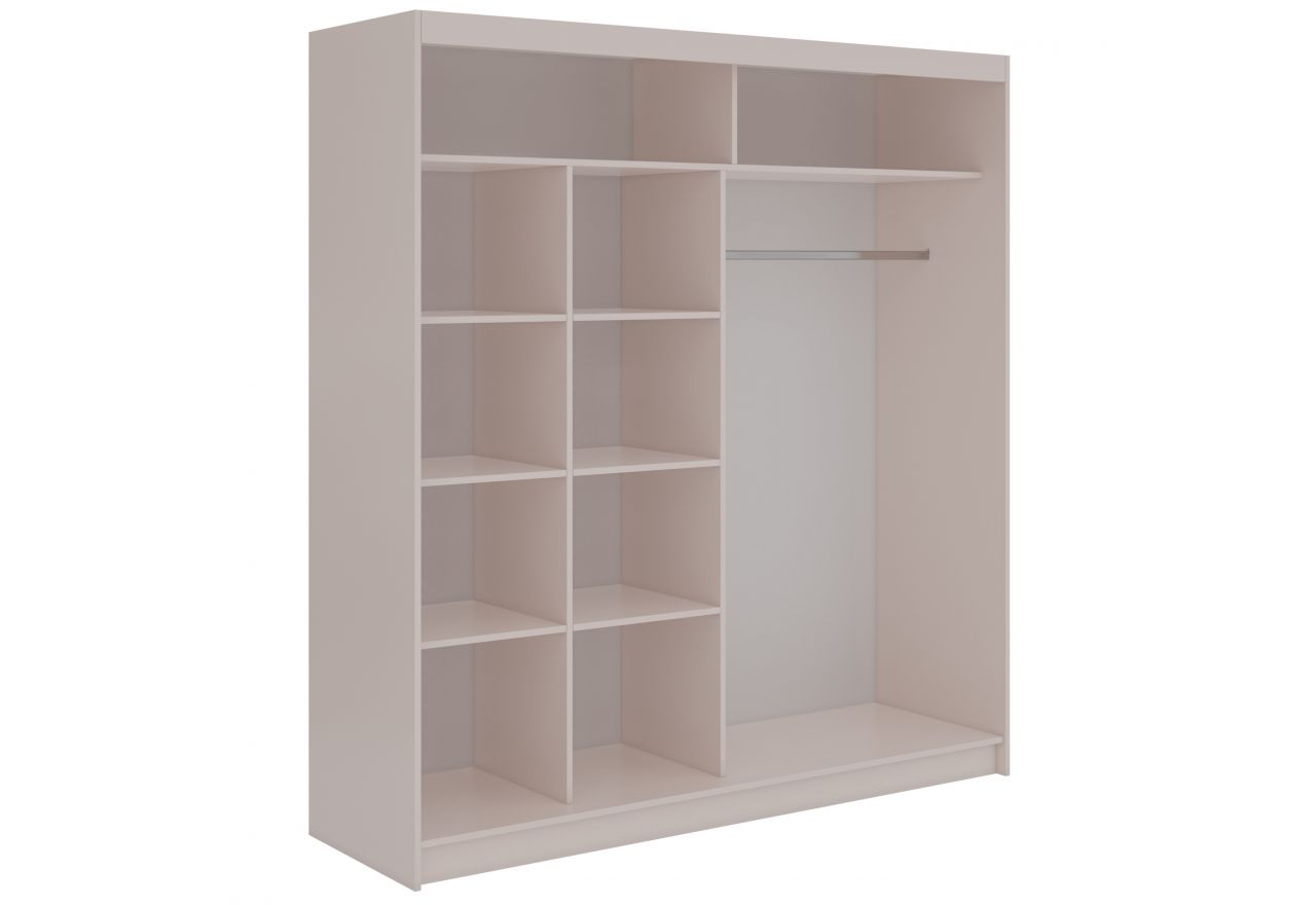 Szafa przesuwna DIANA 200 cm - kaszmir, lamele czarne, lustro