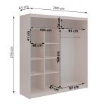 Szafa przesuwna DIANA 200 cm - kaszmir, lamele czarne, lustro