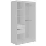 Szafa przesuwna DIANA 120 cm - biały, lamele czarne, lustro + 2 szuflady