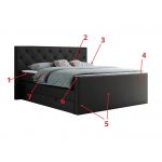 Łóżko kontynentalne KING VELEN - 180x200 - Soft 11 - czarna ecoskóra - OUTLETU