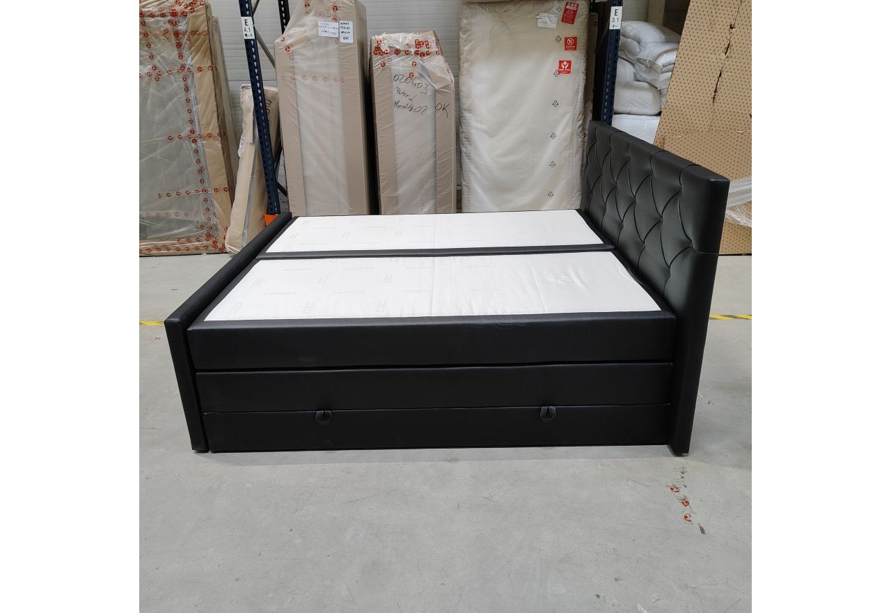 Łóżko kontynentalne KING VELEN - 180x200 - Soft 11 - czarna ecoskóra - OUTLETU