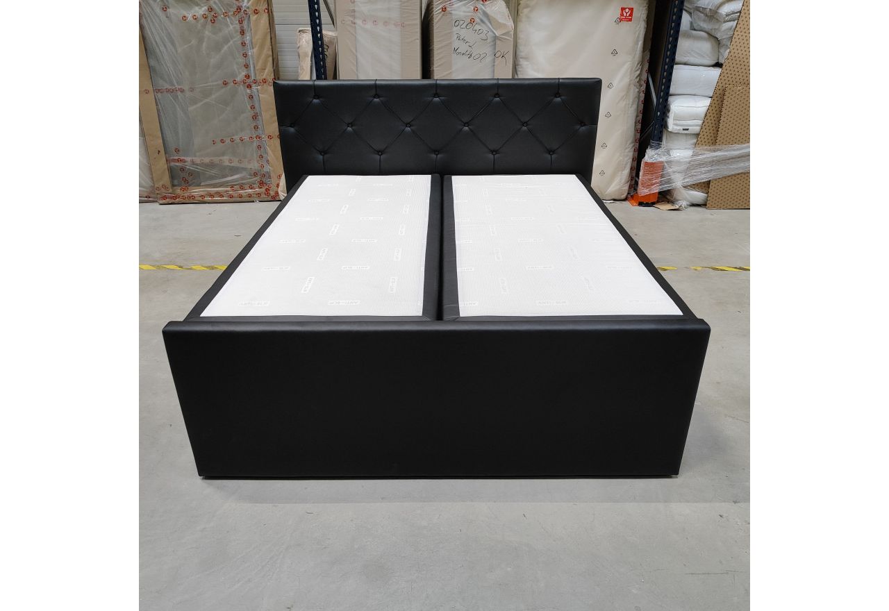Łóżko kontynentalne KING VELEN - 180x200 - Soft 11 - czarna ecoskóra - OUTLETU