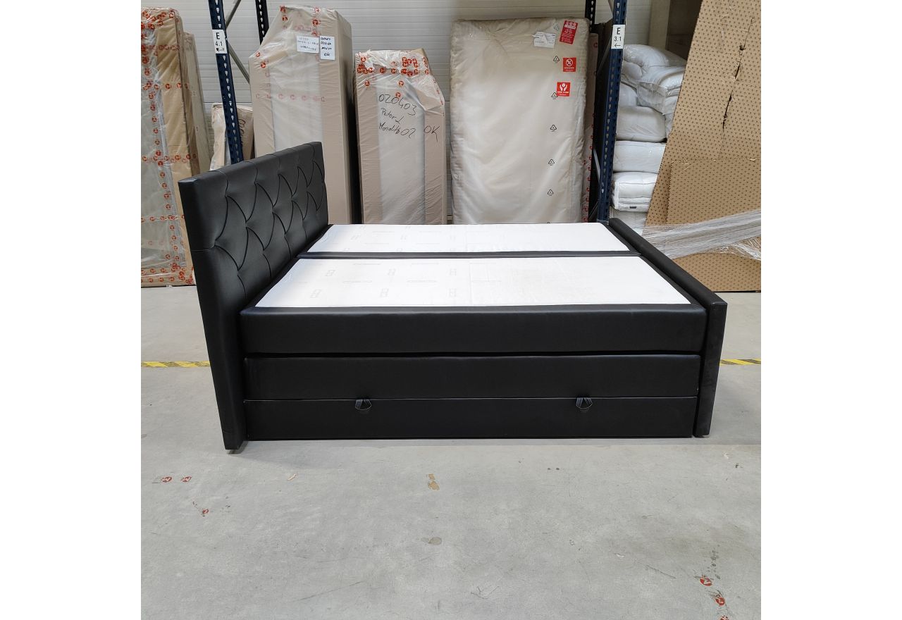 Łóżko kontynentalne KING VELEN - 180x200 - Soft 11 - czarna ecoskóra - OUTLETU
