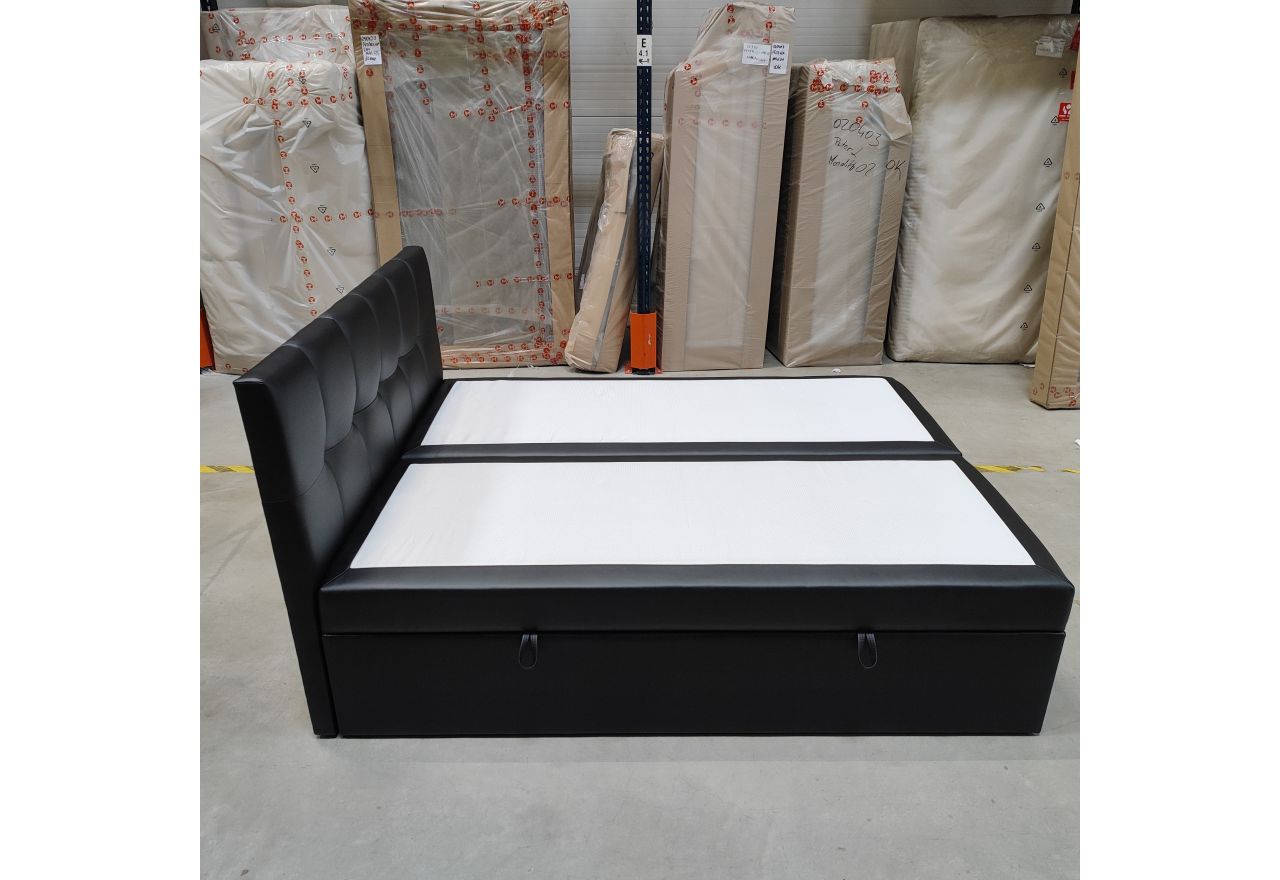 Łóżko kontynentalne RICO 160x200 - Soft 11 - czarna ekoskóra - OUTLETU