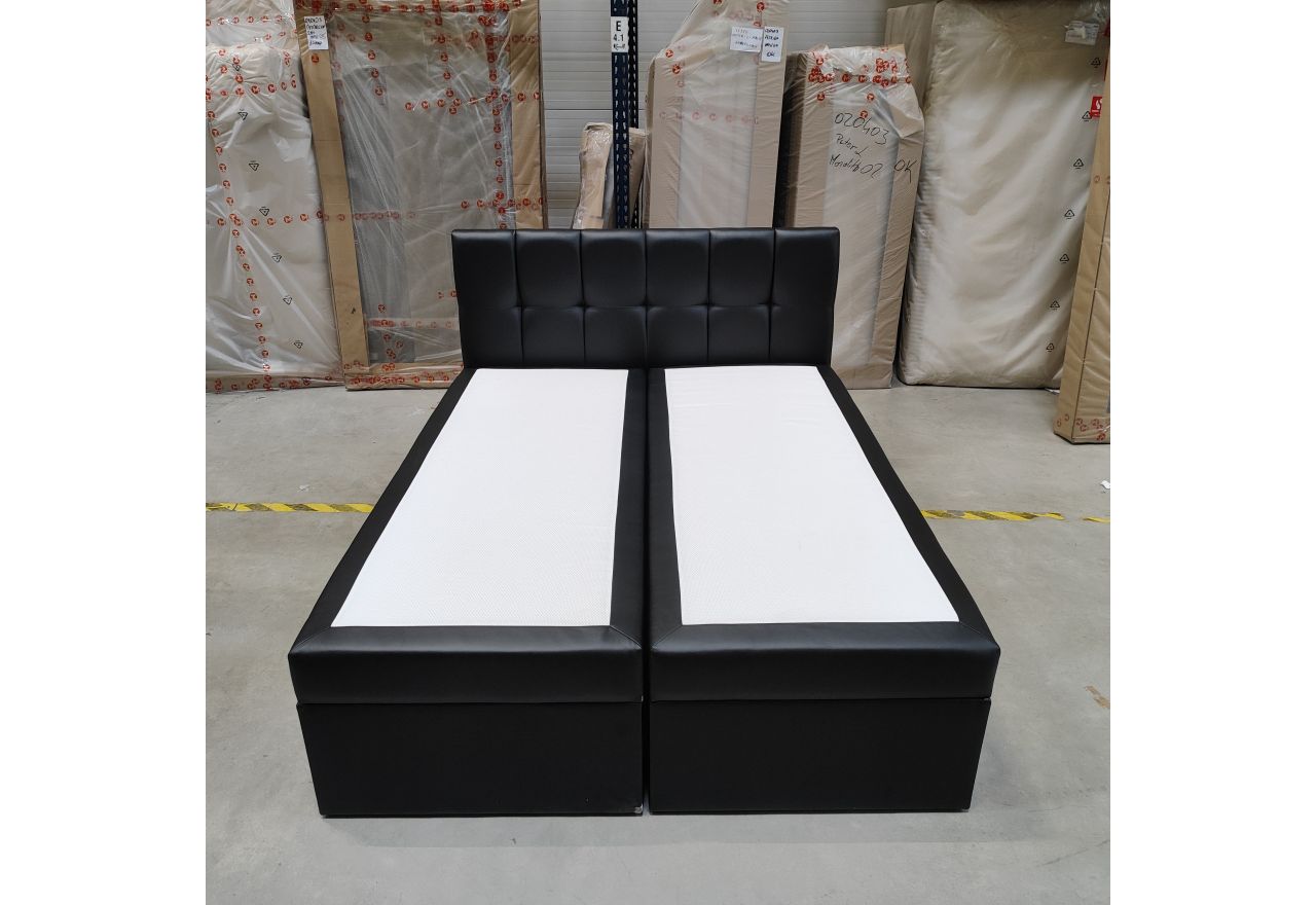 Łóżko kontynentalne RICO 160x200 - Soft 11 - czarna ekoskóra - OUTLETU