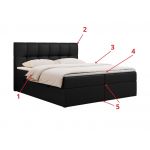 Łóżko kontynentalne RICO 160x200 - Soft 11 - czarna ekoskóra - OUTLETU