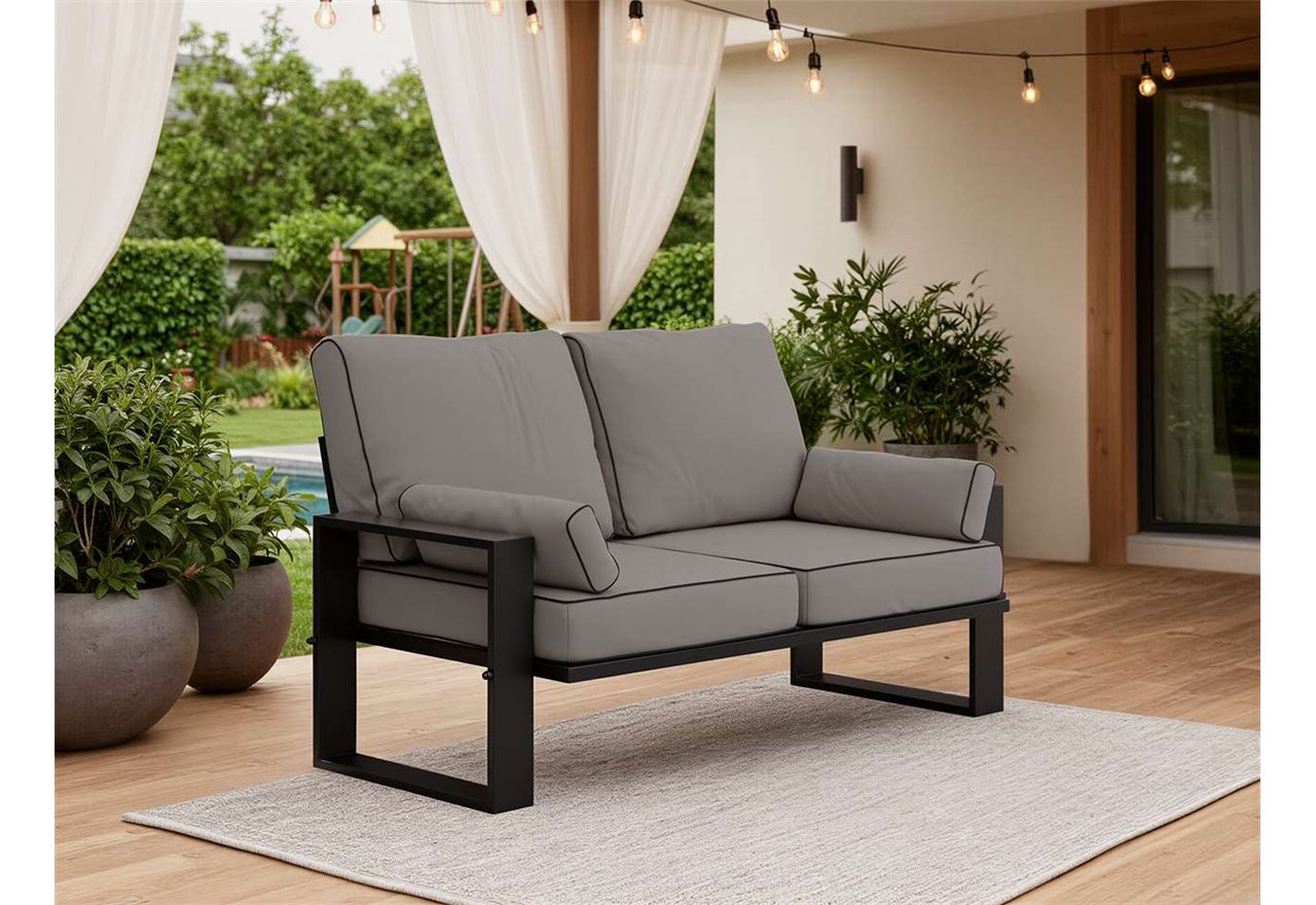 Metalowa sofa ogrodowa ELBA S2 - szary