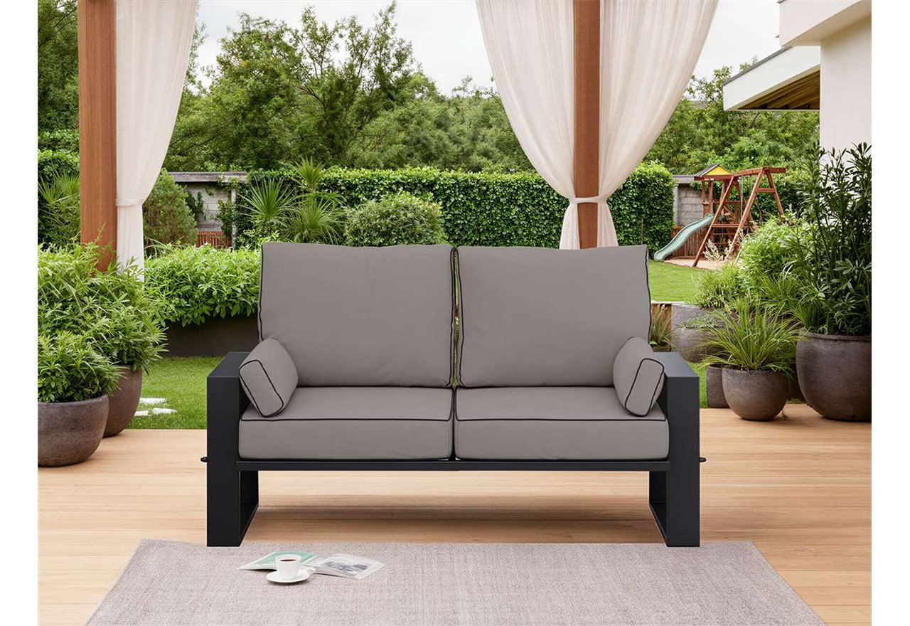 Metalowa sofa ogrodowa ELBA S2 - szary