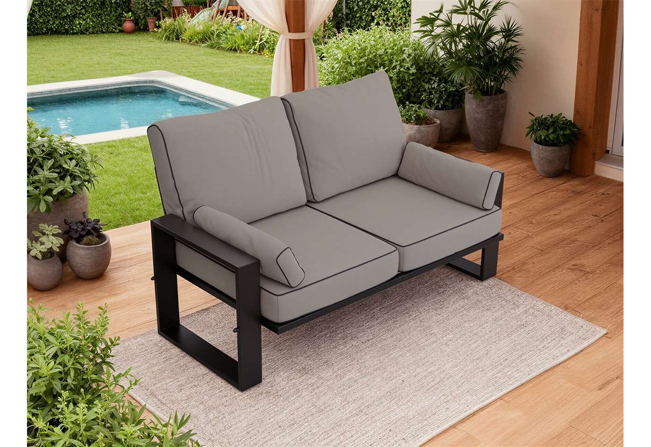 Metalowa sofa ogrodowa ELBA S2 - szary