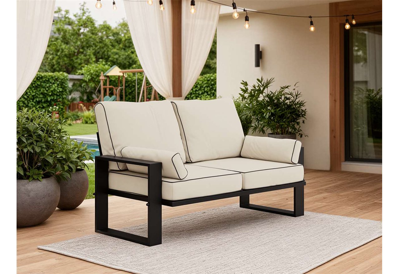 Metalowa sofa ogrodowa ELBA S2 - beżowy