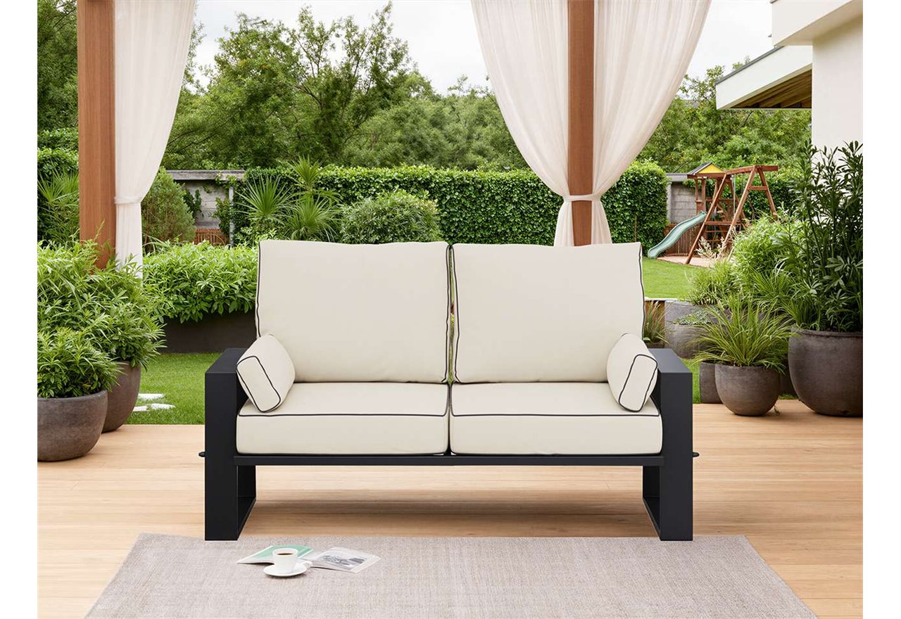Metalowa sofa ogrodowa ELBA S2 - beżowy