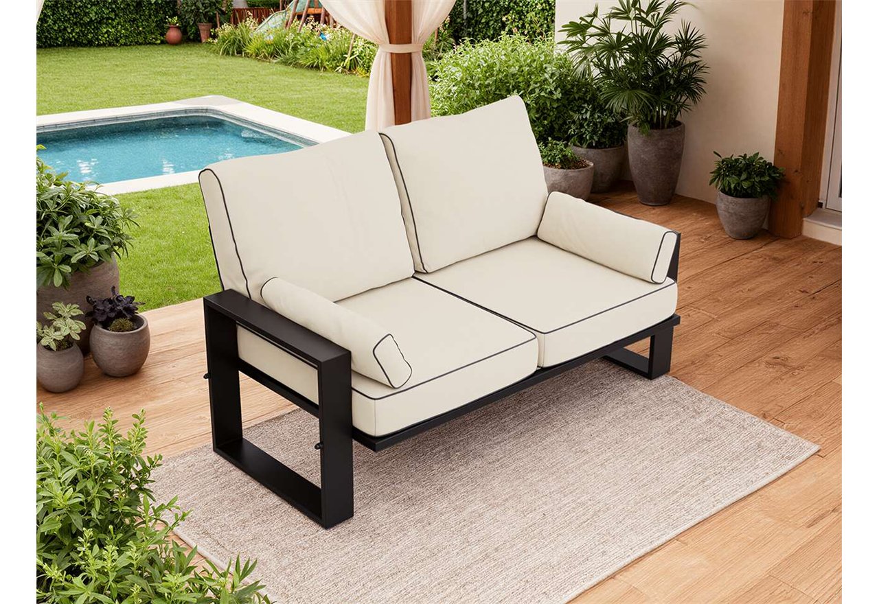 Metalowa sofa ogrodowa ELBA S2 - beżowy