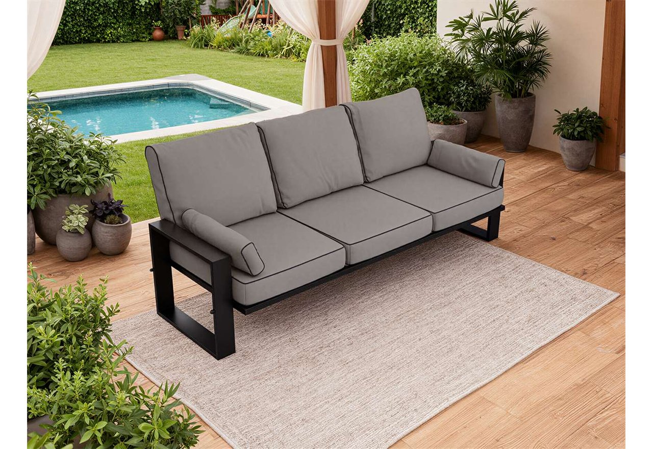 Metalowa sofa ogrodowa ELBA S3 - szary